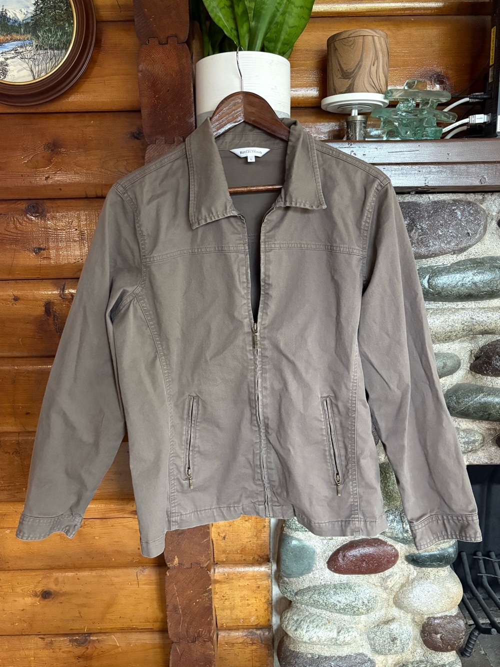 Northern Reflections Brown Utility Zip Jacket Large
